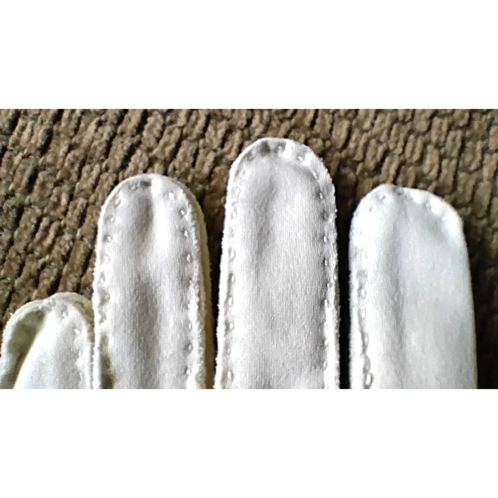Vintage Handmade Classic Cotton Wrist Gloves Cream Small Pearlcore Rockabilly